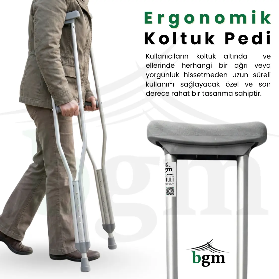 Koltuk Değneği 1 Çift Yüksek Kalite Ayarlanabilir Ortopedik Yürüme Desteği Değneği - Görsel 6