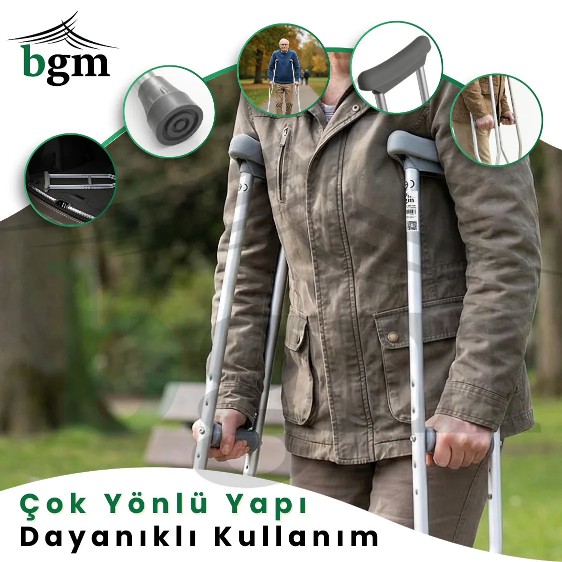 Koltuk Değneği 1 Çift Yüksek Kalite Ayarlanabilir Ortopedik Yürüme Desteği Değneği - Görsel 7