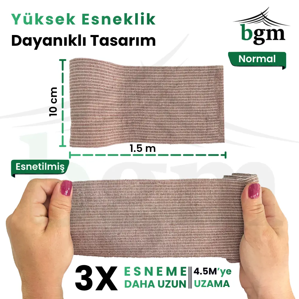 Premium Elastik Bandaj 10 cm Yüksek Kalite Esneklik ve Dayanıklılık | Spor & Ortopedik Destek - Görsel 2