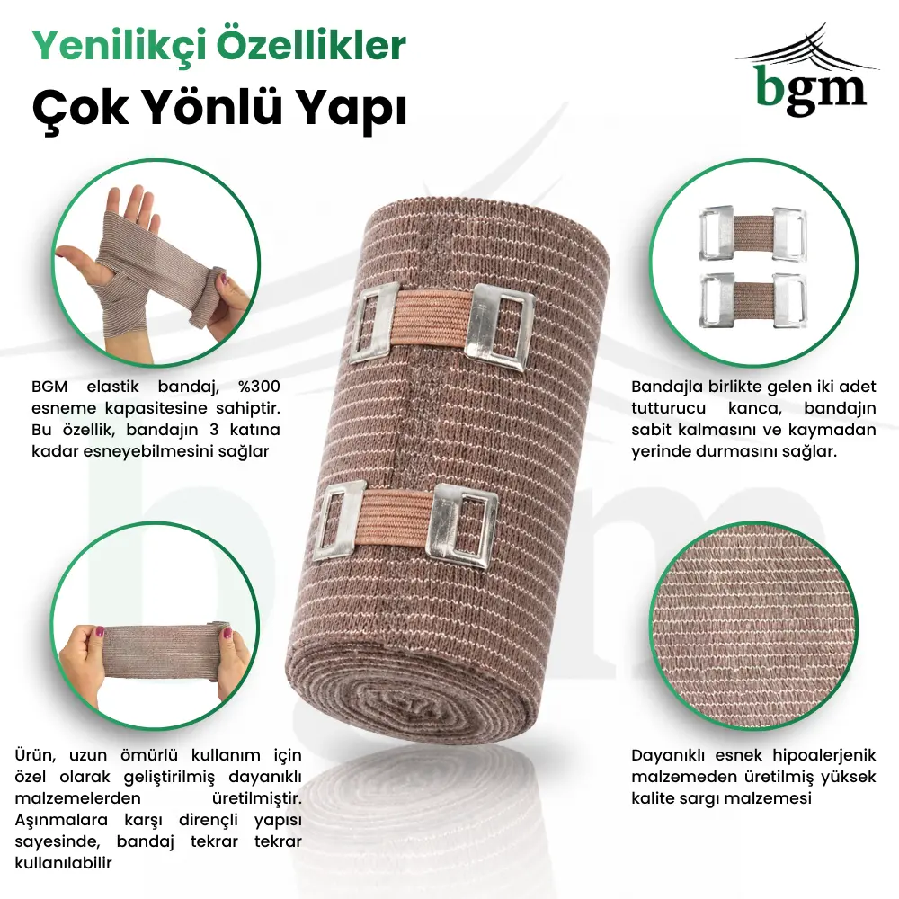 Premium Elastik Bandaj 10 cm Yüksek Kalite Esneklik ve Dayanıklılık | Spor & Ortopedik Destek - Görsel 5