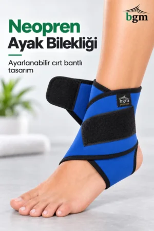 BGM Basit Ayak Bilekliği Bandajı – Ayarlanabilir Cırtlı Neopren
