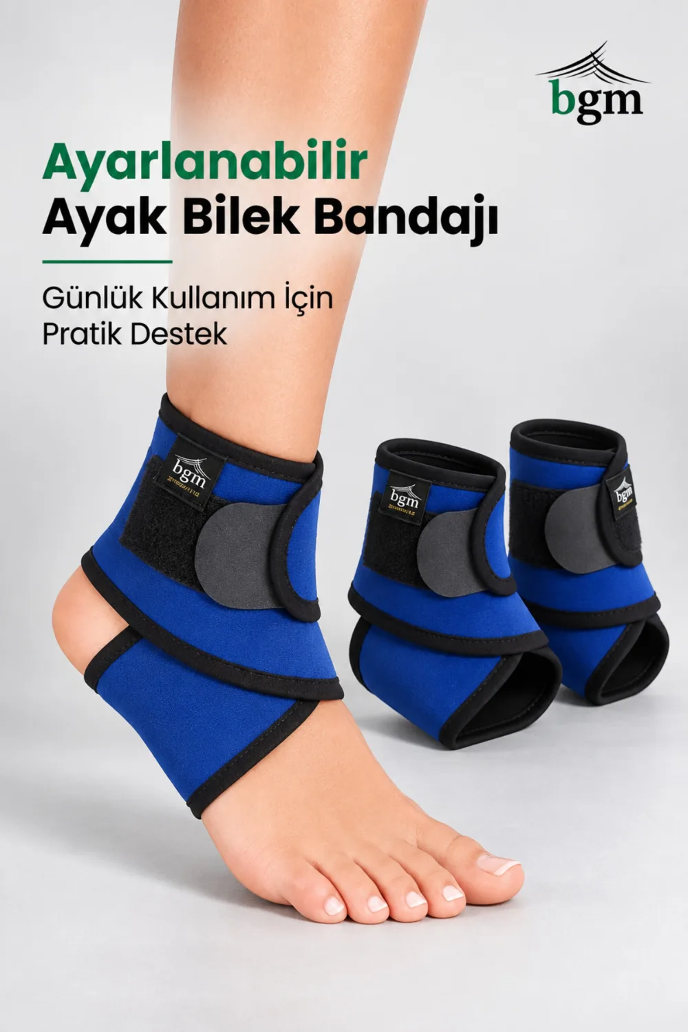 BGM Basit Ayak Bilekliği Bandajı – Ayarlanabilir Cırtlı Neopren