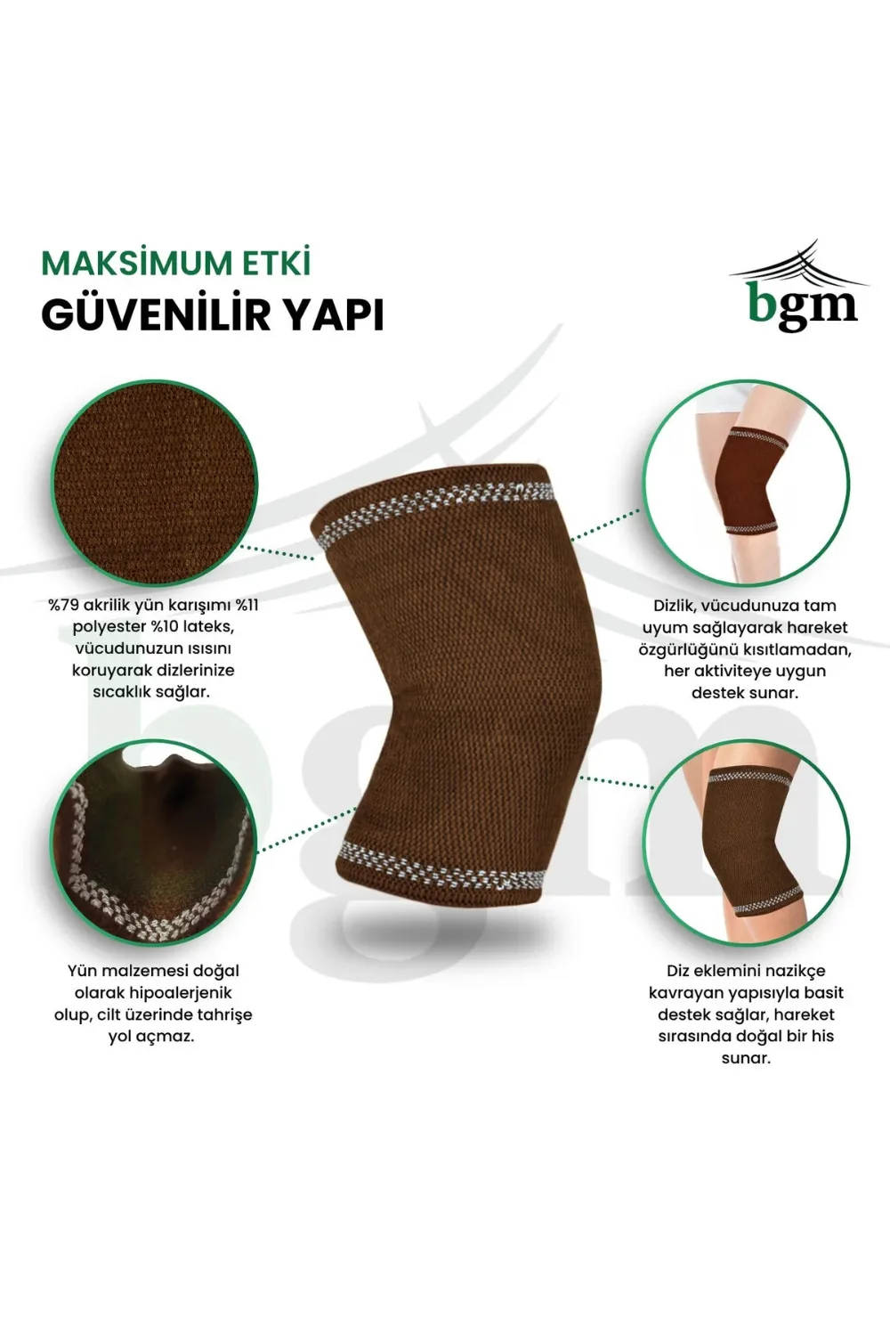 BGM Deve Tüyü Yün Dizlik – Develi Sıcak Tutan Diz Desteği