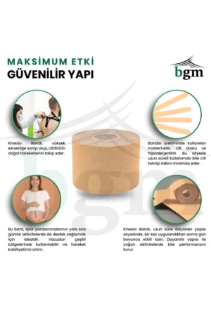 BGM Kinezyo Bant 6'lı Paket – Tek Renk Ağrı Bandı