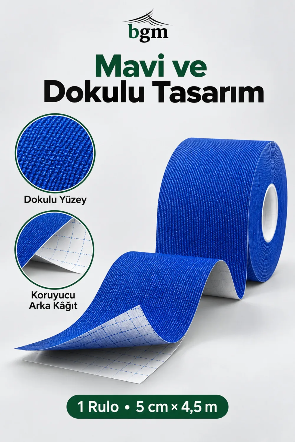 BGM Kinezyo Bant (Ağrı Bandı) 5 cm x 4,5 m – Renkli Sporcu Bandı