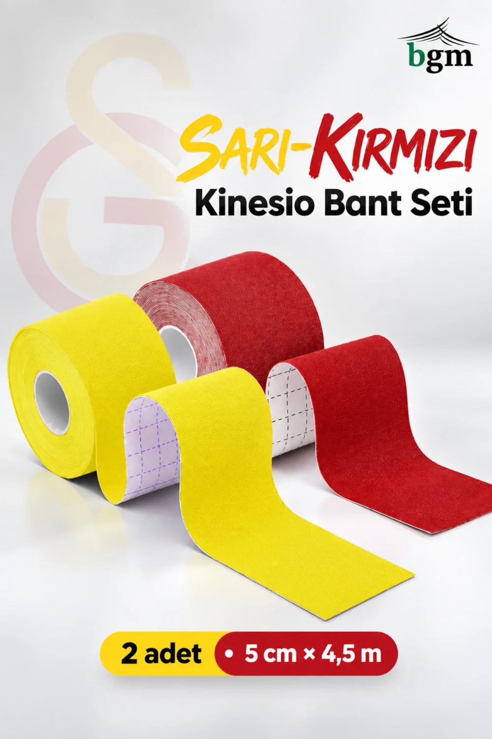 BGM Kinezyo Bant (Ağrı Bandı) 5 cm x 4,5 m – Renkli Sporcu Bandı