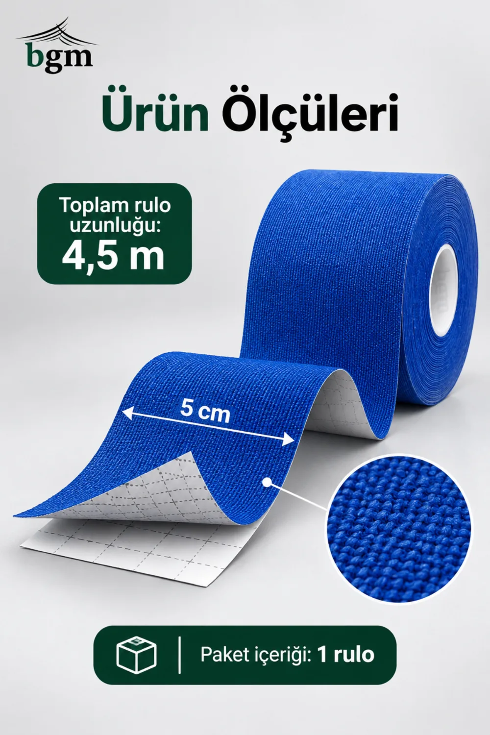 BGM Kinezyo Bant (Ağrı Bandı) 5 cm x 4,5 m – Renkli Sporcu Bandı