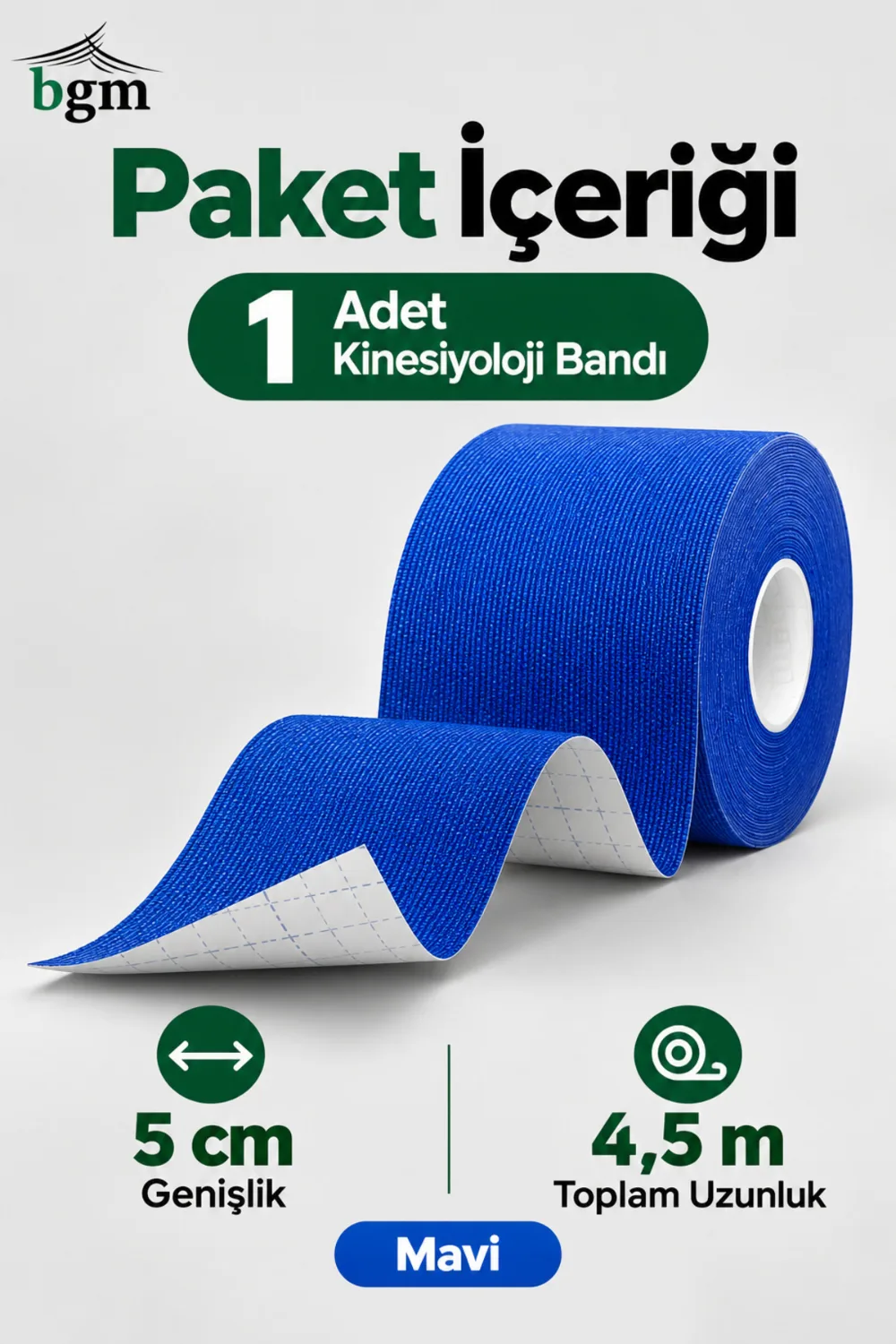 BGM Kinezyo Bant (Ağrı Bandı) 5 cm x 4,5 m – Renkli Sporcu Bandı