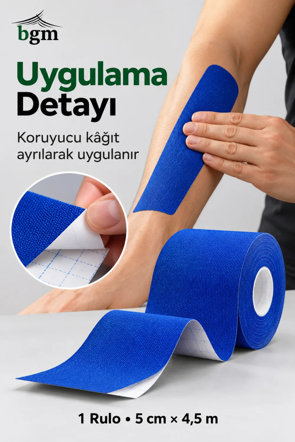 BGM Kinezyo Bant (Ağrı Bandı) 5 cm x 4,5 m – Renkli Sporcu Bandı
