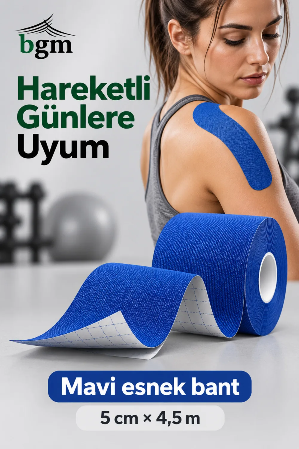 BGM Kinezyo Bant (Ağrı Bandı) 5 cm x 4,5 m – Renkli Sporcu Bandı