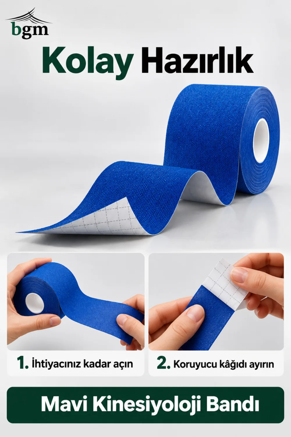 BGM Kinezyo Bant (Ağrı Bandı) 5 cm x 4,5 m – Renkli Sporcu Bandı