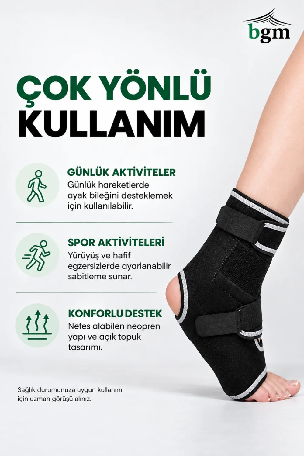 BGM Malleol Destekli Ayak Bilekliği – Çapraz Bantlı (Standart Beden)
