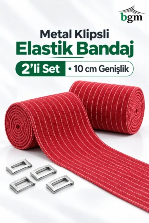 BGM Metal Klipsli Elastik Bandaj 2'li Set – 10 cm (Pembe)