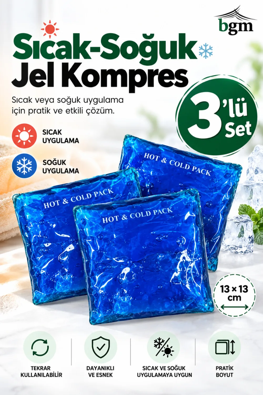 BGM Sıcak Soğuk Jel Kompres – Küçük Boy 13 x 13 cm