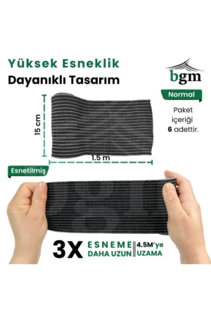 BGM Siyah Elastik Bandaj 6'lı Paket – 15 cm / 20 cm