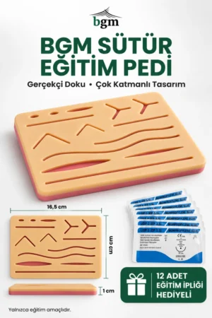 BGM Sütür (Dikiş) Eğitim Pedi – 12 Adet Eğitim İpliği Hediyeli
